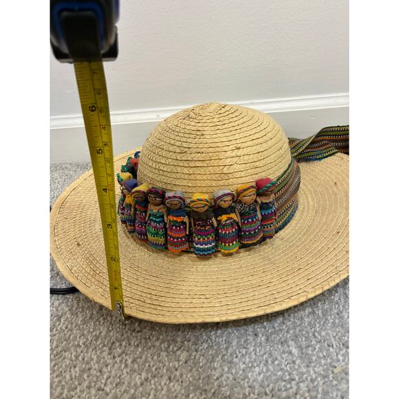 Guatemalan Worry Doll Woven Straw Hat Travel Tourist Coastal Vintage EUC - Picture 6 of 6